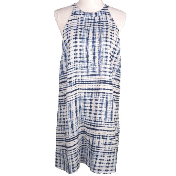Cynthia Rowley Women's MED Blue 100% Linen Tie Dye Halter Neck Dress - Picture 1 of 8